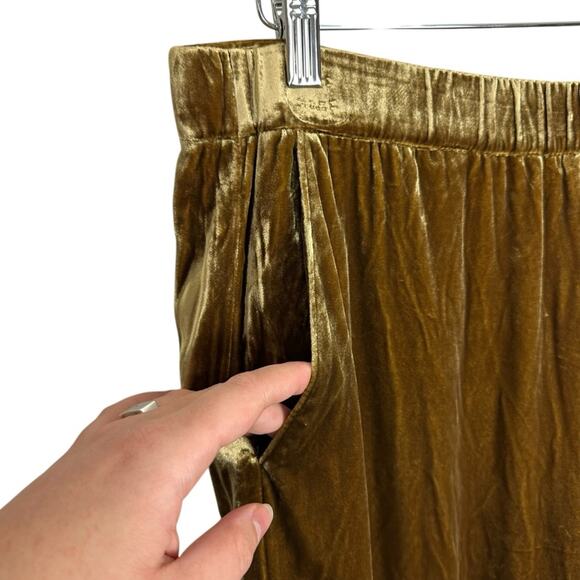 NWT Faherty Stretch Silk Velvet Genevieve Pants Green Size Large - Picture 9 of 11